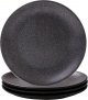 Black Plates Set, Ceramic Dinner Plates, 8 Inch  Ceramic Plates Set of 4