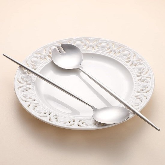 Salad Servers,Spoon and Fork Set 11.41 inch,18/10 Stainless Steel Salad Serving Silver