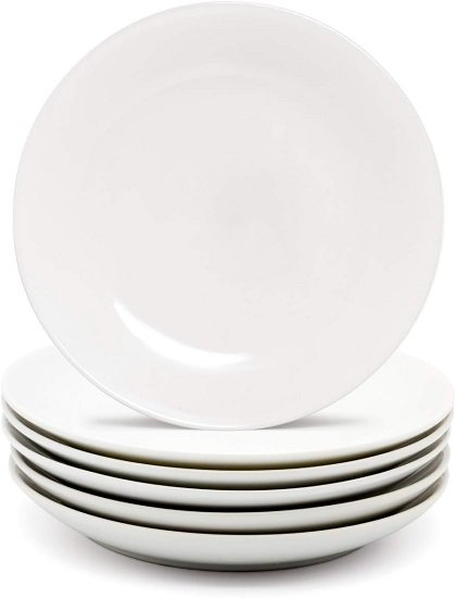 Durable Porcelain 6-Piece Dessert Plate Set, Elegant White Serving Plates (6-inch dessert plates)